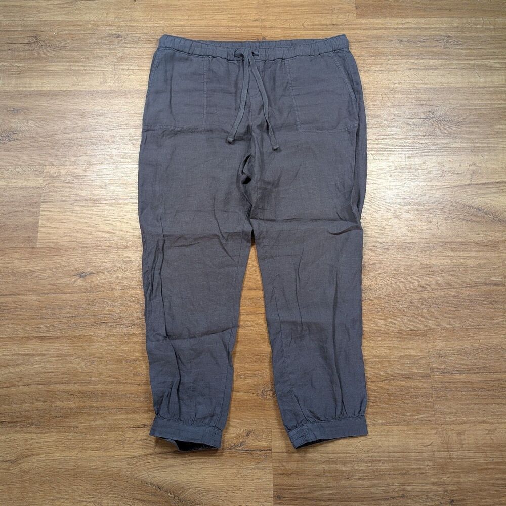 Caslon Linen Jogger Pants Men Medium Gray Elastic Waist Drawstring Vacation
